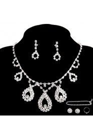 Wedding/Party Jewelry Sets Pendant Necklace Ring Bracelet Drop Earrings Stud Sets with 2 Pairs of Rhinestone Earrings