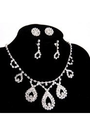 Wedding/Party Jewelry Sets Pendant Necklace Ring Bracelet Drop Earrings Stud Sets with 2 Pairs of Rhinestone Earrings