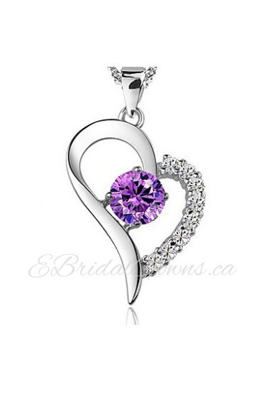 Ladies' Silver Purple Crystal Pendant