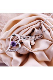 Ladies' Silver Purple Crystal Pendant