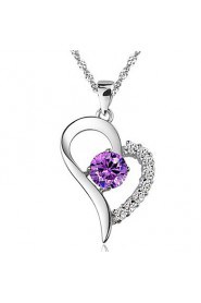 Ladies' Silver Purple Crystal Pendant