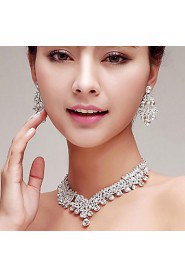 Elegant Rhinestones/Titanium Wedding/Party Necklace with Earings