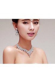 Elegant Rhinestones/Titanium Wedding/Party Necklace with Earings