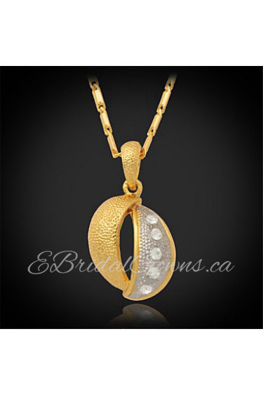 New Vintage 18K Real Gold Platinum 2 Color Plated Rhinestone Crystal Pendant Necklace for Women