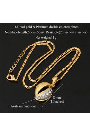 New Vintage 18K Real Gold Platinum 2 Color Plated Rhinestone Crystal Pendant Necklace for Women