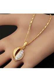 New Vintage 18K Real Gold Platinum 2 Color Plated Rhinestone Crystal Pendant Necklace for Women