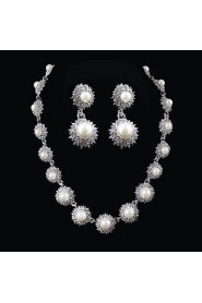 Elegant Design Alloy With Rhinestone And Pearls Wedding/Special Occaision / Party Jewelry Set.