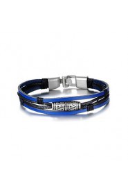 Fashion Men's Black and Blue Alloy Leather Bracelet(1 Pc)