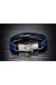 Fashion Men's Black and Blue Alloy Leather Bracelet(1 Pc)