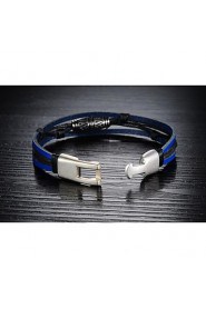 Fashion Men's Black and Blue Alloy Leather Bracelet(1 Pc)