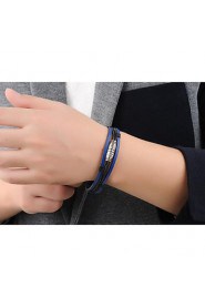 Fashion Men's Black and Blue Alloy Leather Bracelet(1 Pc)