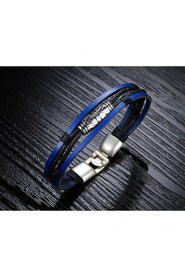 Fashion Men's Black and Blue Alloy Leather Bracelet(1 Pc)