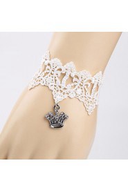 Retro Bride Sweet Girl Crown With Drill White Lace Female Bracelet