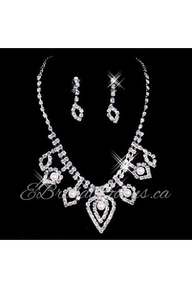 Jewelry Set Women's Anniversary / Wedding / Engagement / Birthday / Gift / Party / Daily Jewelry Sets Alloy RhinestoneNecklaces /