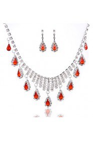 Ladies'/Women's Alloy Wedding/Party Jewelry Set With Rhinestone Red