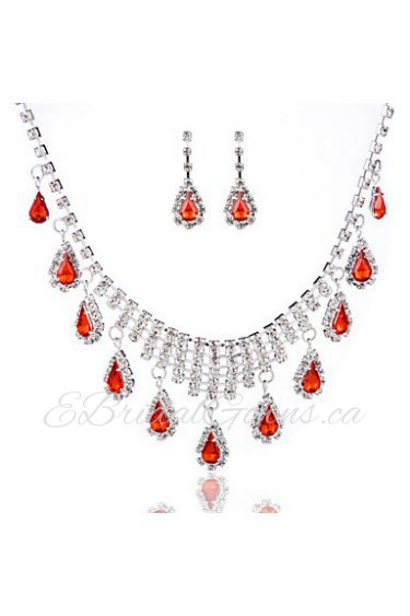 Ladies'/Women's Alloy Wedding/Party Jewelry Set With Rhinestone Red