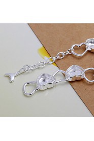 Siver Plated Heart Pattern Copper Chain Bracelet