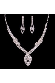 Women's/Ladies' Alloy Wedding/Party Jewelry Set With Rhinestone