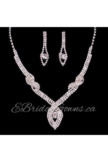 Women's/Ladies' Alloy Wedding/Party Jewelry Set With Rhinestone