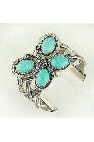 Turquoise And Silver Alloy Butterfly Cuff Bracelet