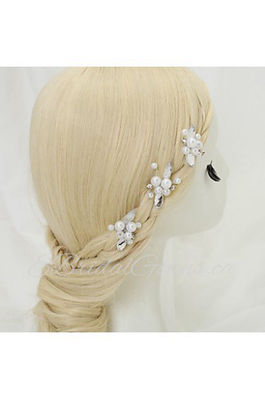 Women's / Flower Girl's Rhinestone / Alloy / Imitation Pearl Headpiece-Wedding / Special Occasion Hair Pin 3 Pieces White Round