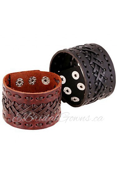 Vintage Style Genuine Leather Foreign Trade Hot Sales Bracelet(Brown,Black)(1Pc)