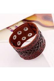 Vintage Style Genuine Leather Foreign Trade Hot Sales Bracelet(Brown,Black)(1Pc)