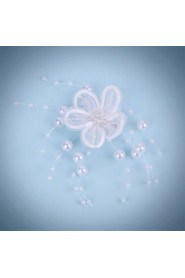 Bride's Flower Pearl Forehead Wedding Headdress Hair Clip 1 PC
