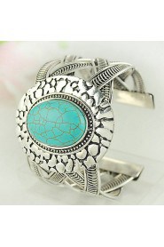 Turquoise And Silver Alloy Oval Cuff Bracelet