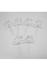 Women's / Flower Girl's Crystal / Alloy Headpiece-Wedding / Special Occasion Hair Pin 6 Pieces White Round