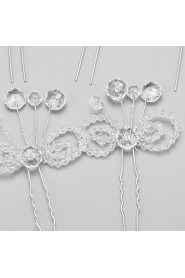 Women's / Flower Girl's Crystal / Alloy Headpiece-Wedding / Special Occasion Hair Pin 6 Pieces White Round