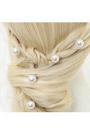 Women's / Flower Girl's Alloy / Imitation Pearl Headpiece-Wedding / Special Occasion Hair Pin 5 Pieces White Round