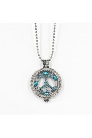 Valentine Day Gift 33mm Alloy Mi Moneda Silver Plated Blue Crystal Peace Sign Coin for 35mm Holder Pendant