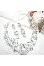 Jewelry Set Women's Wedding Jewelry Sets Alloy Diamond Necklaces / Earrings Silver