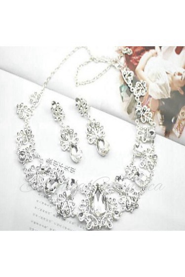 Jewelry Set Women's Wedding Jewelry Sets Alloy Diamond Necklaces / Earrings Silver