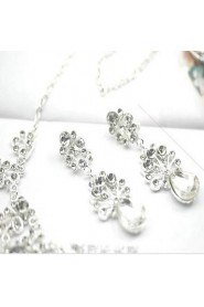 Jewelry Set Women's Wedding Jewelry Sets Alloy Diamond Necklaces / Earrings Silver