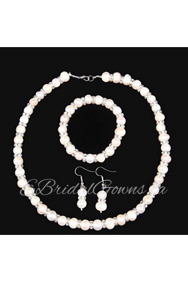 Elegant Jewelry Sets With Freshwater Pearl And Rhinestone .