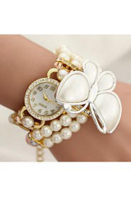 The butterfly wrapped Diamond Pearl Flower Bracelet Watch