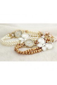 The butterfly wrapped Diamond Pearl Flower Bracelet Watch