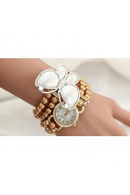 The butterfly wrapped Diamond Pearl Flower Bracelet Watch