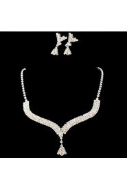 Wedding Bridal Bridesmaid Crystal Necklace Earrings Jewelry Set