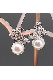 Graceful Alloy With Pearl Butterfly Shaped Women's Earrings