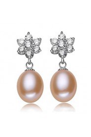 Drop Earrings Women's Silver/Pearl Earring Rhinestone