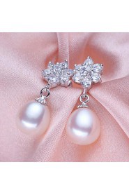 Drop Earrings Women's Silver/Pearl Earring Rhinestone