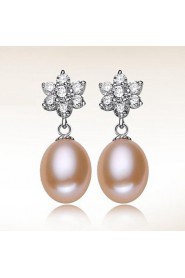 Drop Earrings Women's Silver/Pearl Earring Rhinestone