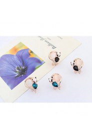 HOT Little Cute Fox Personality Fashion Opals Stud Earrings Lovely Women Fine Rhinestone Animal Jewelry