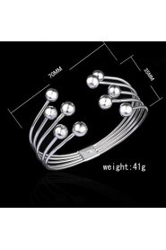 Fashion Sterling Silver Plated Beading Bangle Women's Bracelet