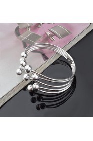 Fashion Sterling Silver Plated Beading Bangle Women's Bracelet