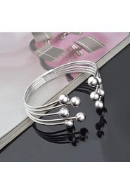 Fashion Sterling Silver Plated Beading Bangle Women's Bracelet