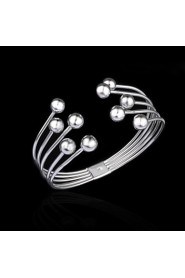 Fashion Sterling Silver Plated Beading Bangle Women's Bracelet